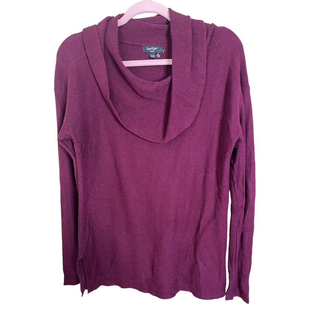 Lord & Taylor wool blend Sweater Tunic wine red Petite Medium PM